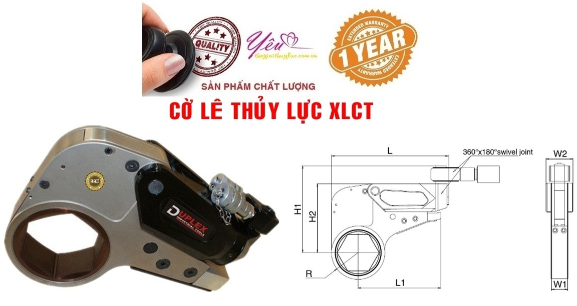 Co le thuy luc, co le thuy luc dang trong 244 - 2534 N.m, Low Profile Hydraulic Torque Wrench, http://thegioithuyluc.com.vn