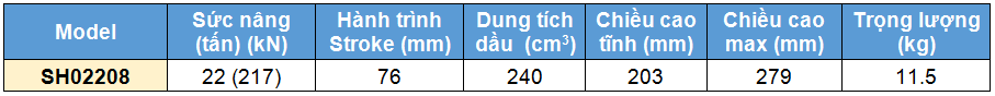 kich 1 chieu rong tam 22 tan 76 mm, kich 1 chieu rong tam